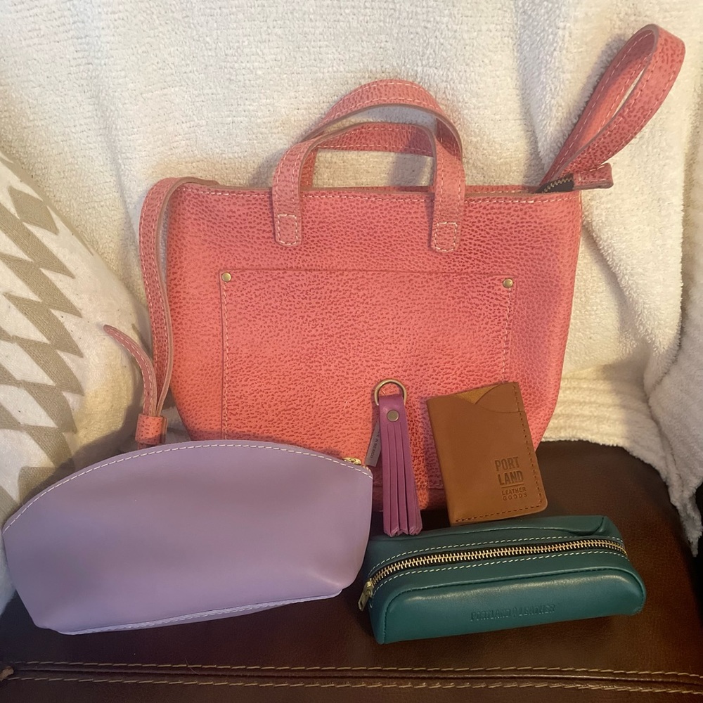 Portland Leather Goods Mini Crossbody in Flamingo